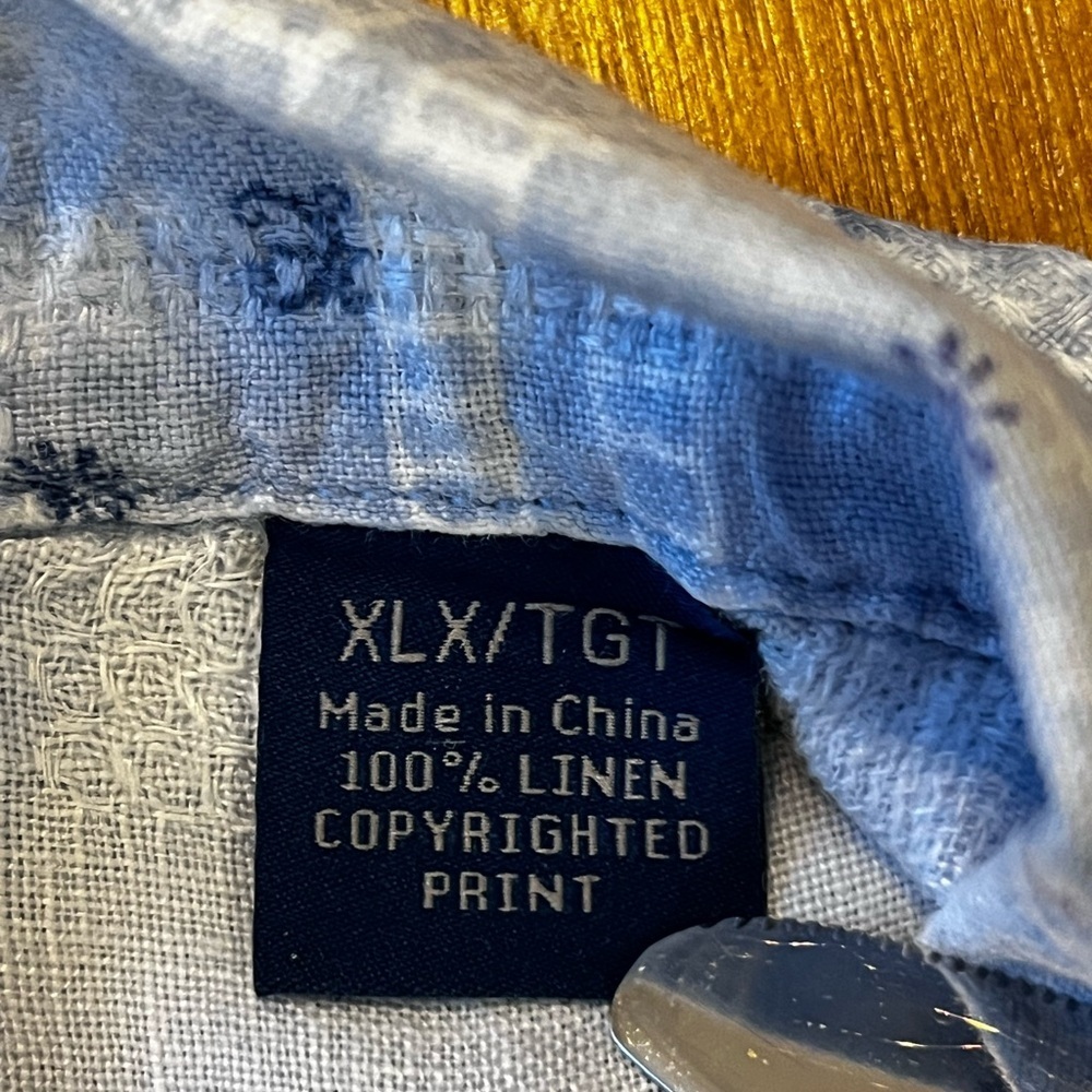 Tommy Bahama Shirt Mens XLX Blue Linen Floral Hawaiian Beach Vacation Dad Summer - Picture 5 of 10